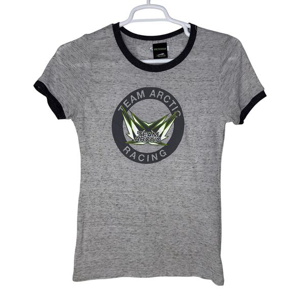 Arctic Cat Racing Women XL T Shirt Gray Team Arctic Logo Snocross Snowmobile Y2K - Picture 1 of 7